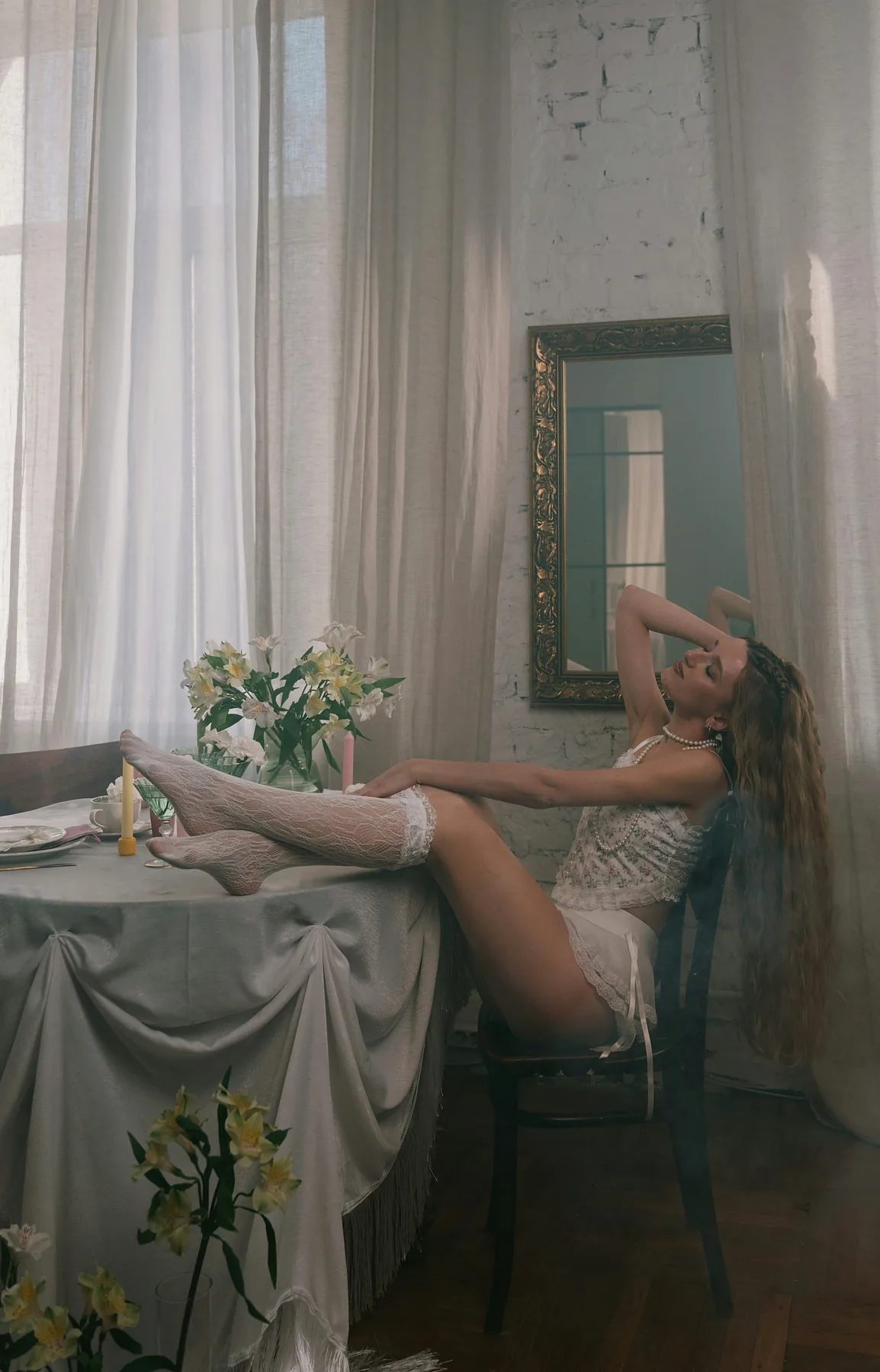 Woman in a calm editorial setting